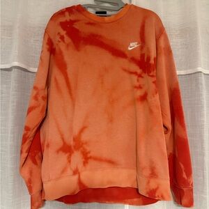 Nike Women's Vibrant Orange Tie-Dye Crewneck Sweater